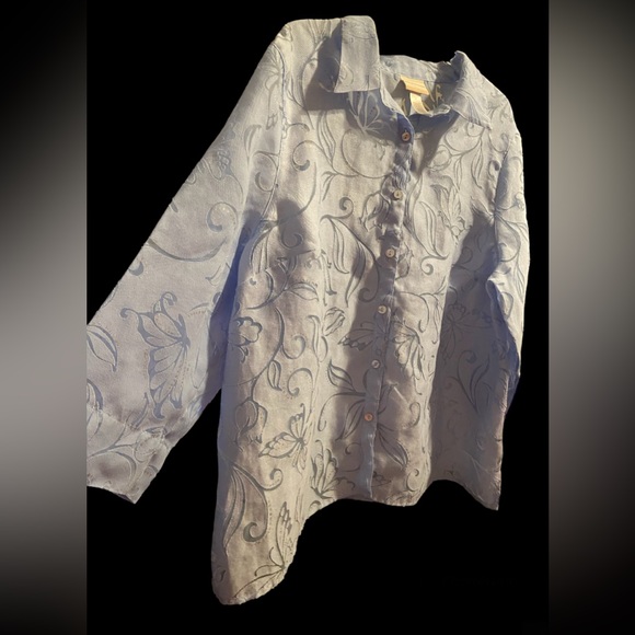 Alfred Dunner Womens plus size 3x sheer button down Floral Mock-Layer Top - Picture 4 of 9